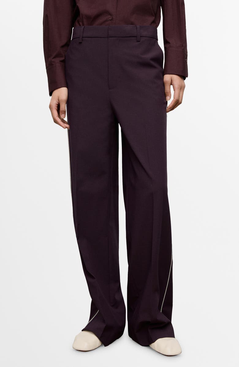 MANGO Side Stripe Pants, Main, color, Maroon