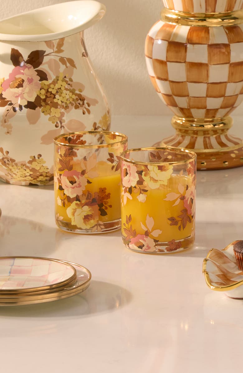 MACKENZIE CHILDS Set of 4 Wild Rose Tumblers, Alternate, color, Pink
