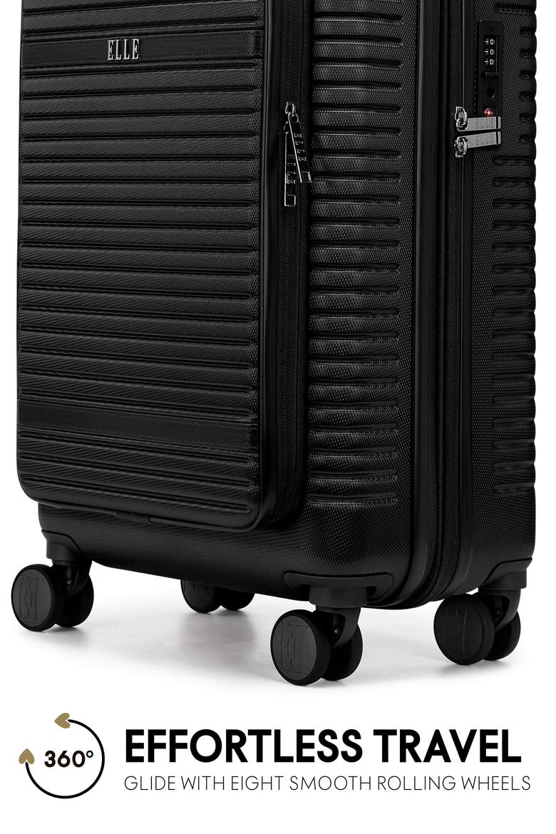 Escape Expandable Carry On Suitcase with Front Laptop Pocket, Alternate, color, Black