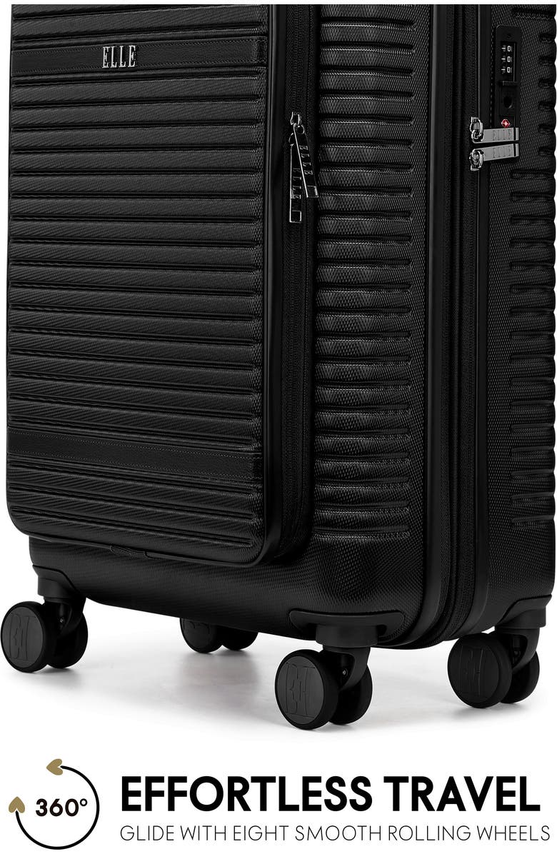 ELLE Escape Expandable Carry On Suitcase with Front Laptop Pocket, Alternate, color, Black