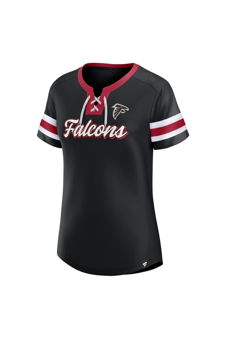 Women's Fanatics Branded Black Atlanta Falcons Original State Lace-Up T-Shirt, Alternate, color, Black
