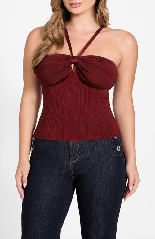 Guess Sofie Mirage Halter Sweater Tank In Burgundy