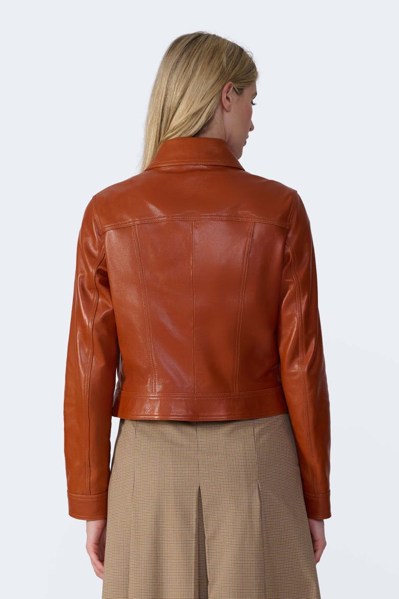 Flora Leather Jacket, Alternate, color, Whiskey