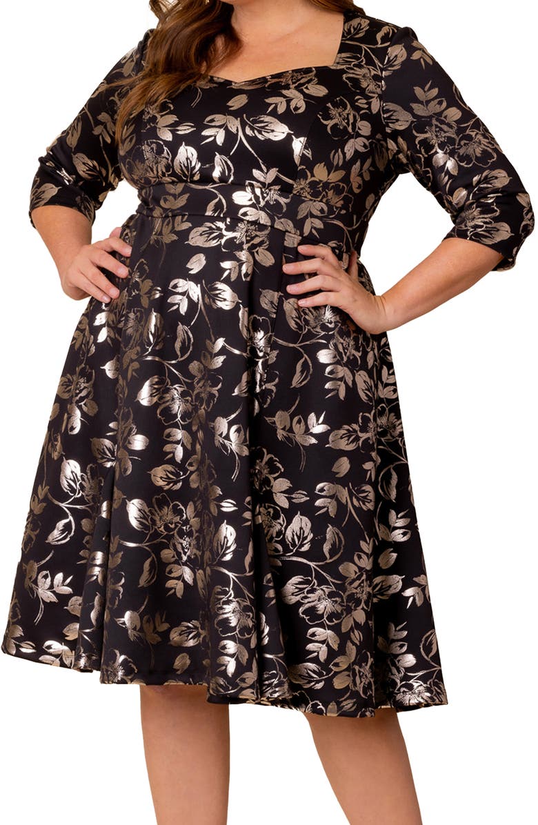 Kiyonna Royal Sweetheart Dress, Alternate, color, Gilded Noir