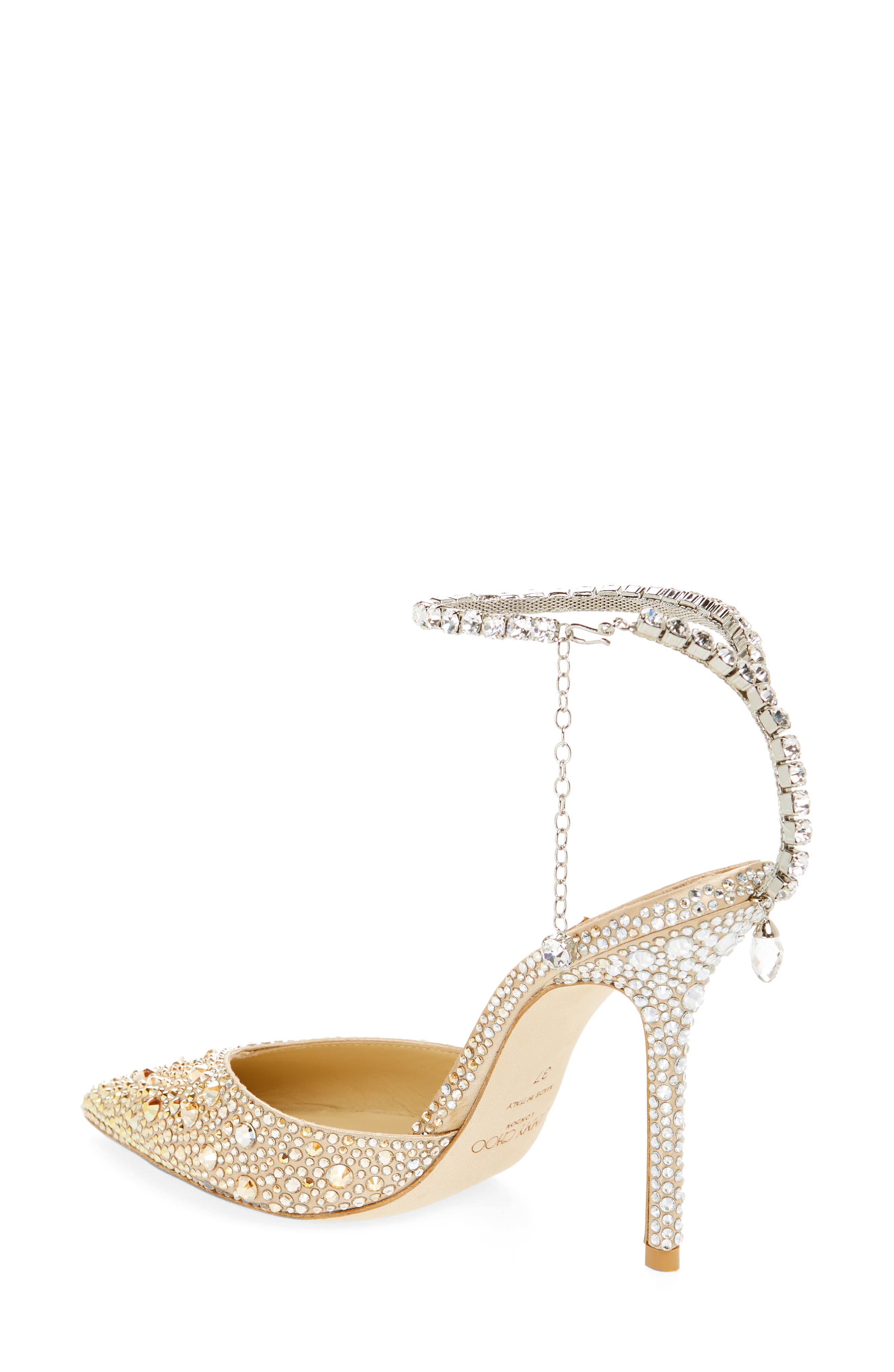 Jimmy Choo Saeda Crystal Ankle Strap Pointed Toe Pump, Alternate, color, 