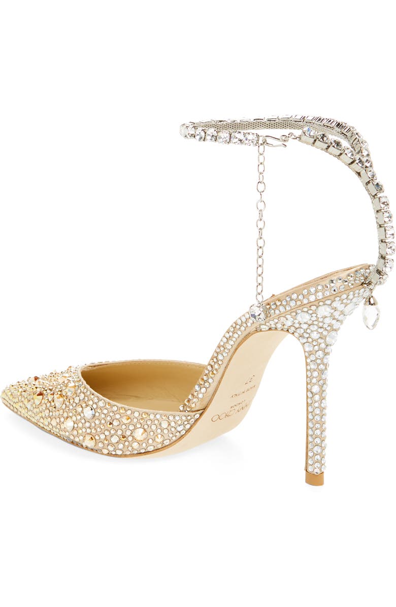 Jimmy Choo Saeda Crystal Ankle Strap Pointed Toe Pump, Alternate, color,