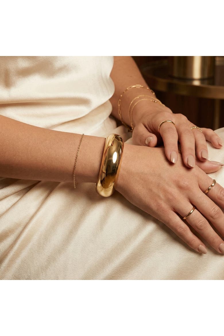 Heavy Weight Thick 1" 18k Gold Plated Bangle, Alternate, color, 18k Yellow Gold