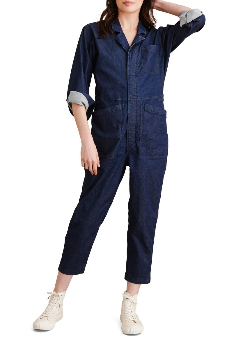 Long Sleeve Chambray Jumpsuit, Main, color, INDIGO