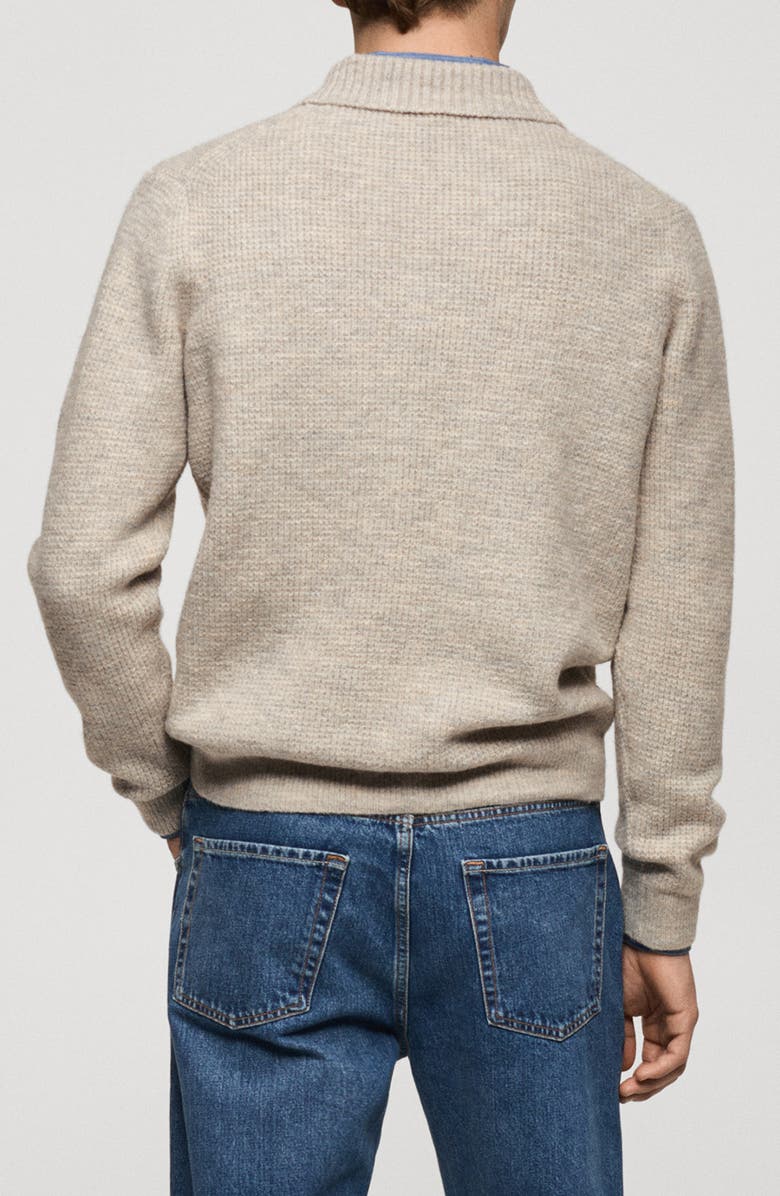 MANGO Waffle Knit Polo Sweater, Alternate, color, 