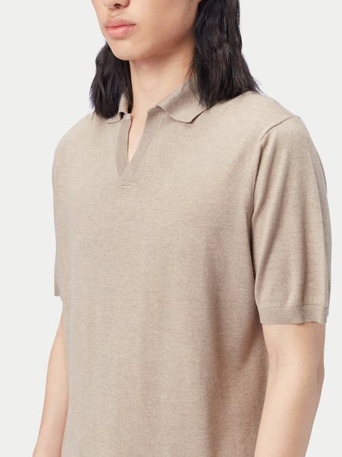 Gobi Mongolian Cashmere Silk Cashmere Polo Shirt In Beige