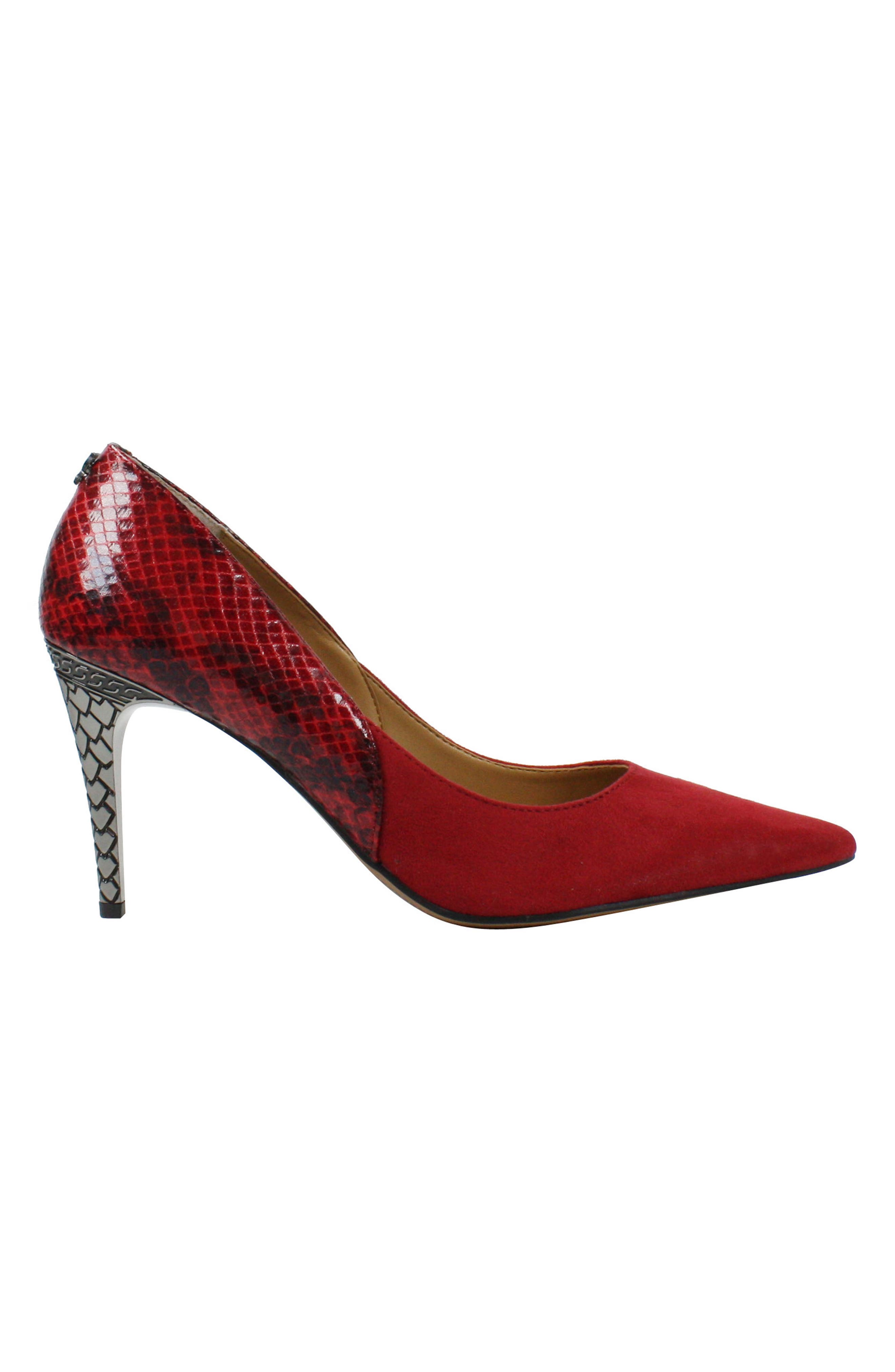 Zayd Pointed Toe Pump, Alternate, color, RED SUEDE/ SNAKE PRINT