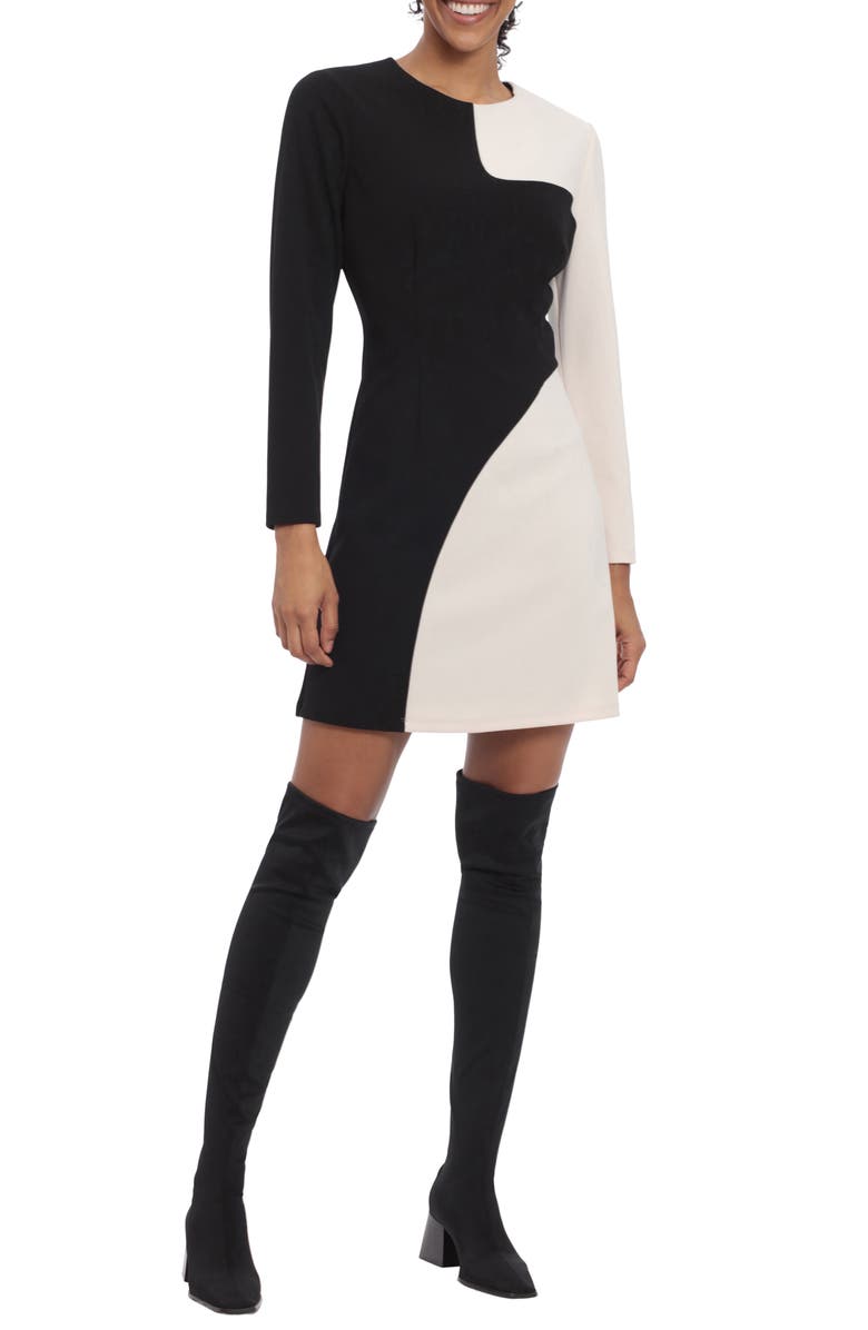 Donna Morgan Colorblock Long Sleeve Sheath Dress, Main, color, 