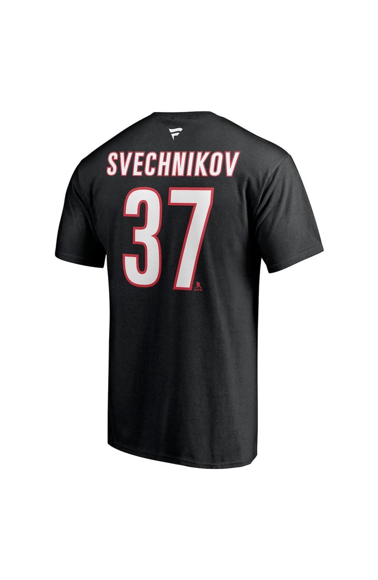 FANATICS Men's Fanatics Branded Andrei Svechnikov Black Carolina Hurricanes Alternate Authentic Stack Name & Number T-Shirt, Alternate, color, 