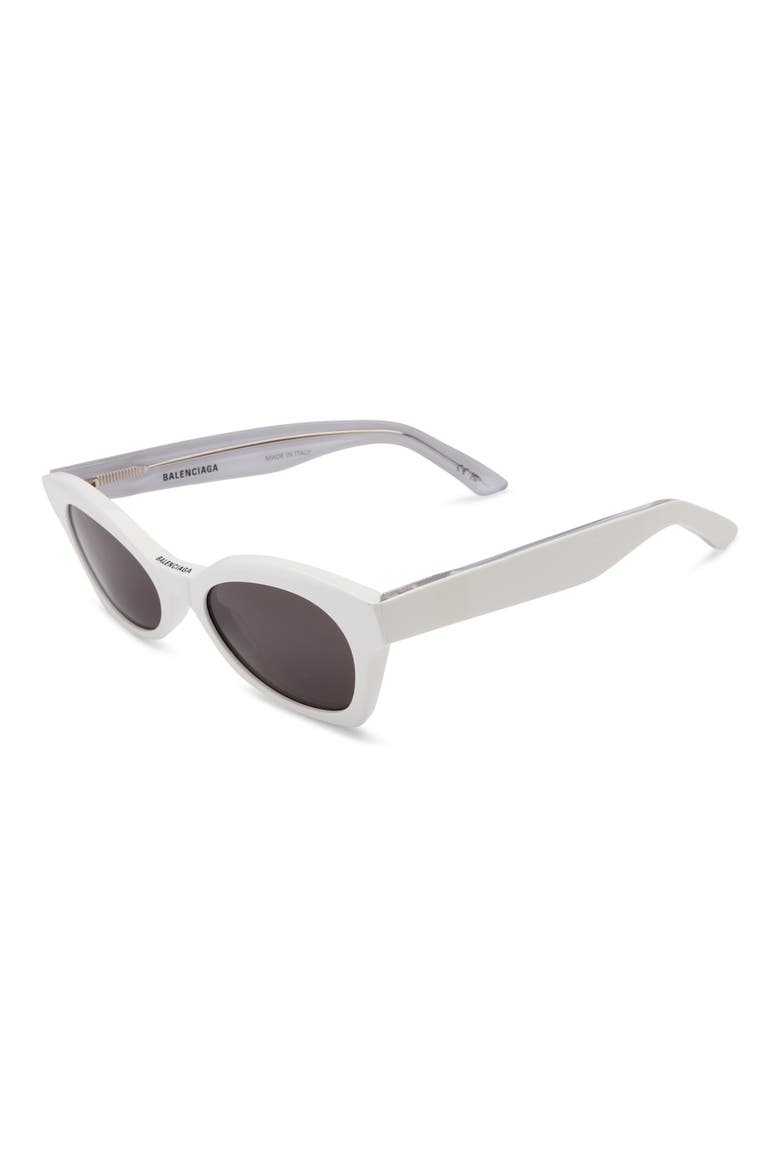 53mm Polarized Cat Eye Sunglasses, Alternate, color, WHITE WHITE GREY
