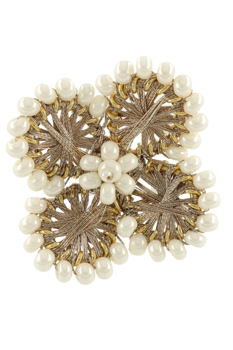 Silk Flower Earrings in Champagne, Alternate, color, Champagne