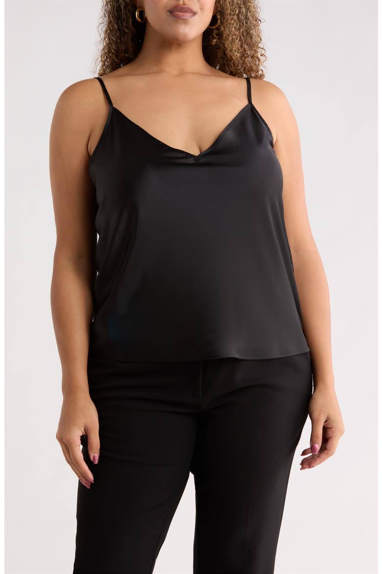 Satin V-Neck Camisole, Main, color, BLACK