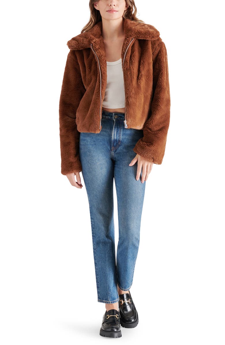 Steve Madden Faux Fur Crop Coat, Alternate, color, 