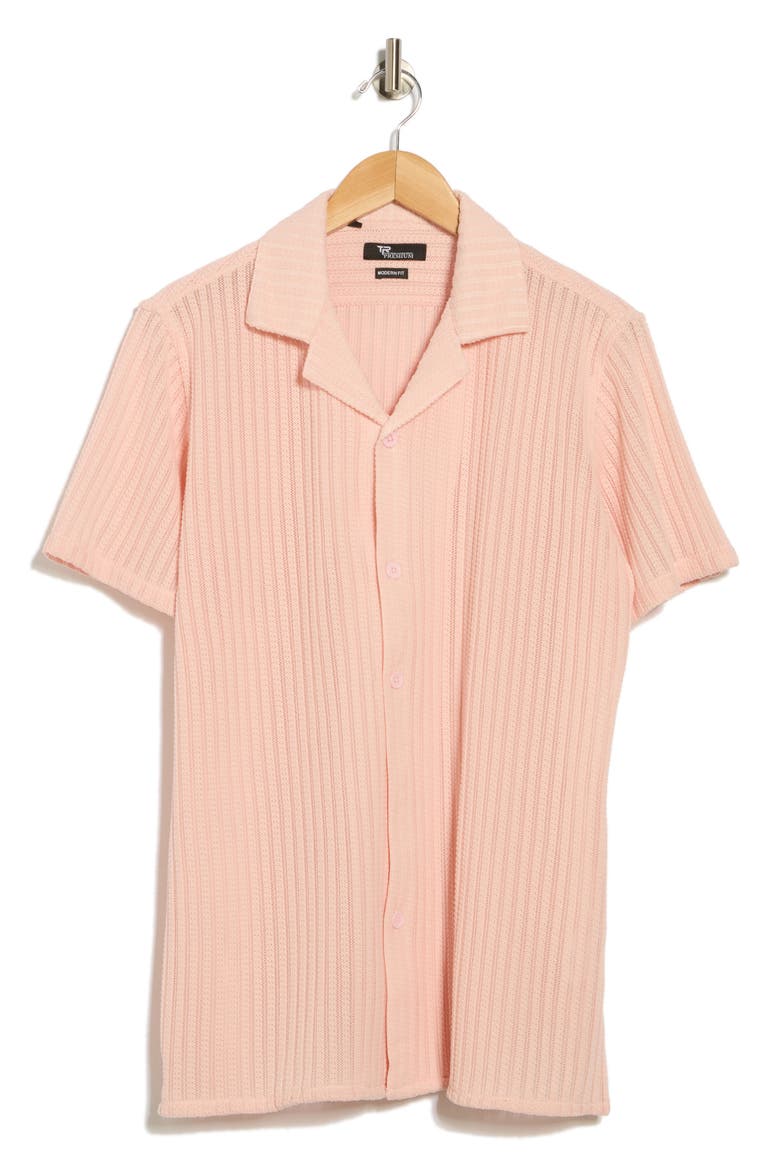 Textured Stripe Button-Up Shirt, Alternate, color, DUSTY PINK