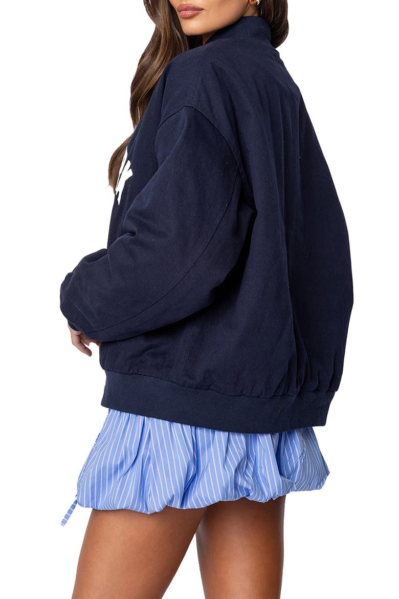 Big Apple Oversize Bomber Jacket, Alternate, color, NAVY
