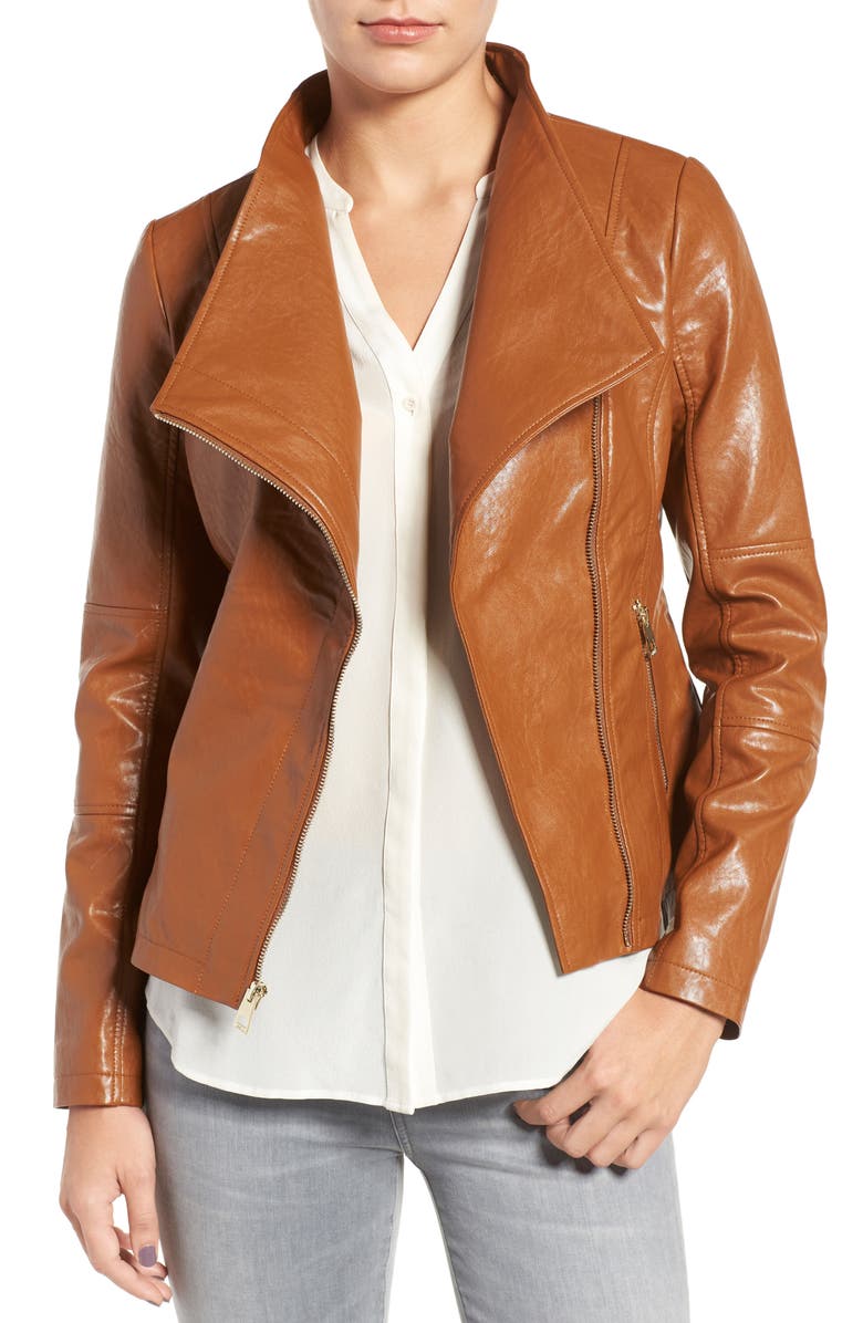 GUESS Asymmetrical Faux Leather Jacket, Main, color, 