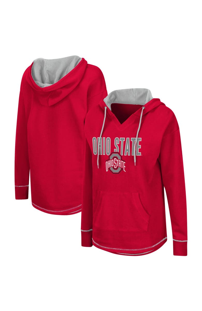 COLOSSEUM Women's Colosseum Scarlet Ohio State Buckeyes Tunic Pullover Hoodie, Alternate, color, Scarlet
