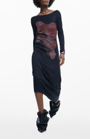 Desigual Placed Floral Long Sleeve Dress