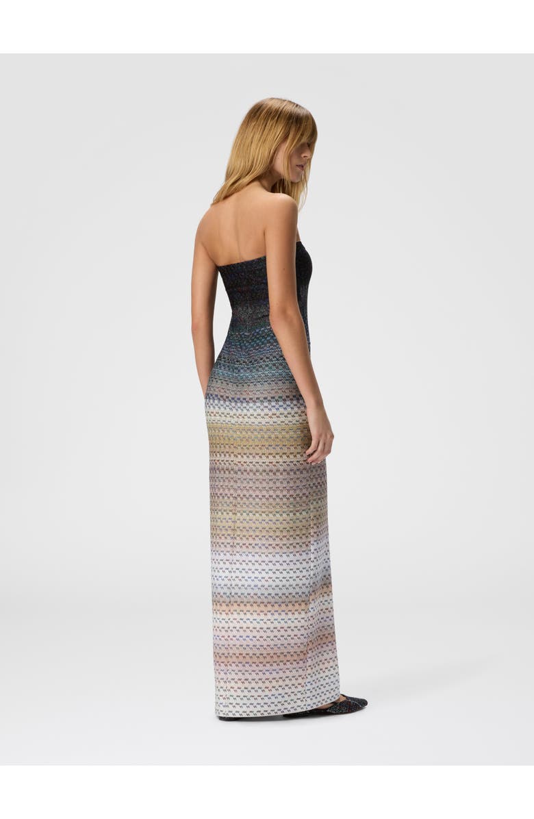 Missoni Long Strapless Viscose Dress With Lamé Threads, Alternate, color, Blue