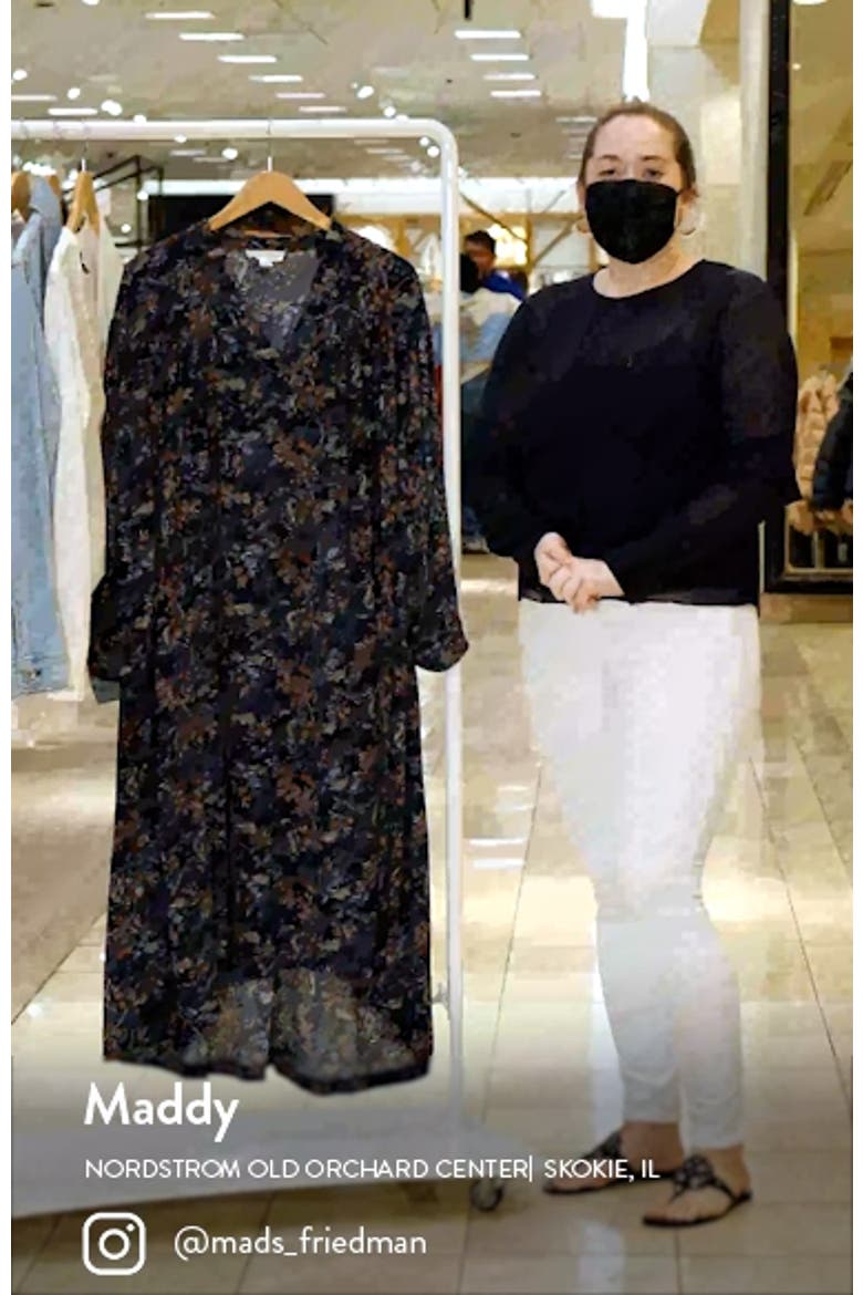 Floral Long Sleeve Woven Midi Dress video