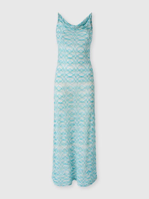 Long Cover-up Dress In Shaded Lamé Viscose