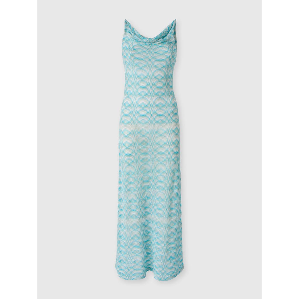 Missoni Long Cover-up Dress In Shaded Lamé Viscose in White & Light Blue at Nordstrom, Size 44