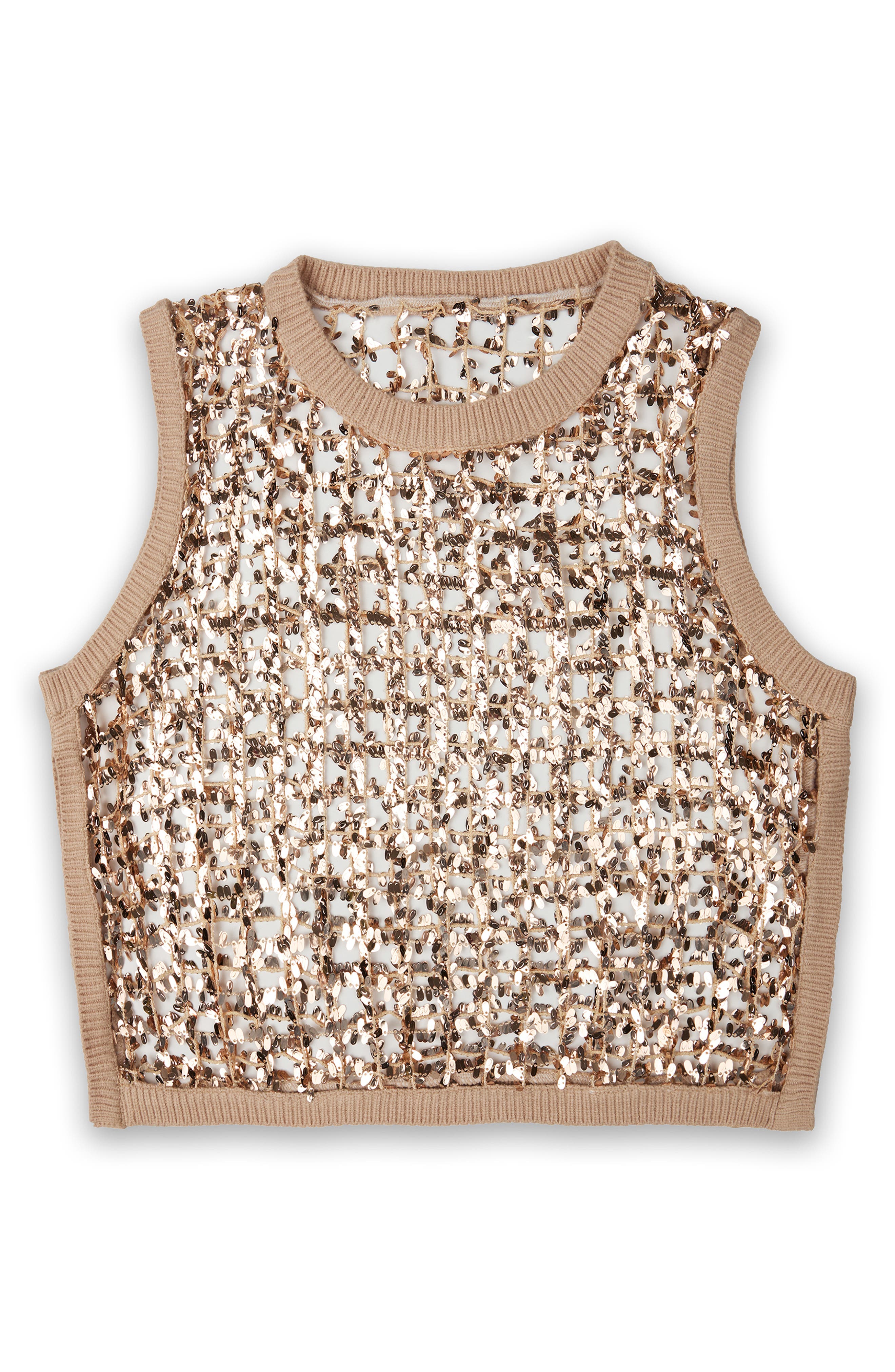 Embellished Cropped Openwork Sweater Vest - image 3