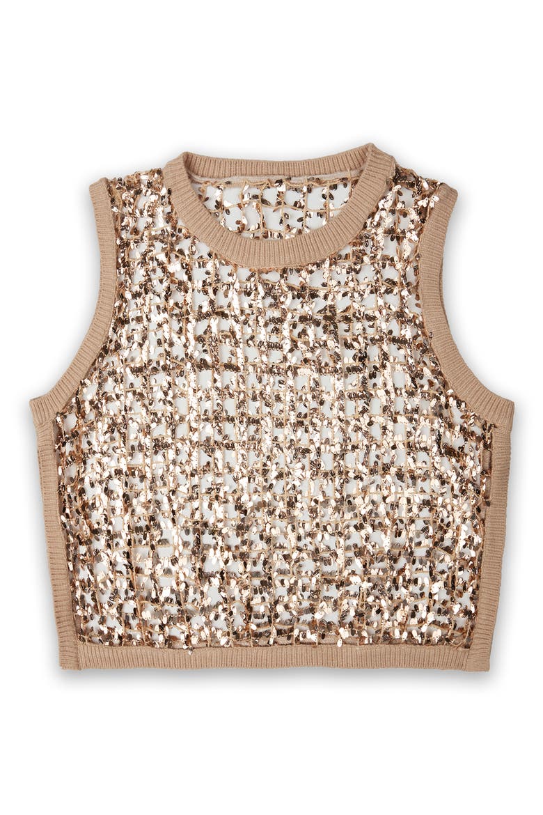 Embellished Cropped Openwork Sweater Vest, Main, color, BLUSH