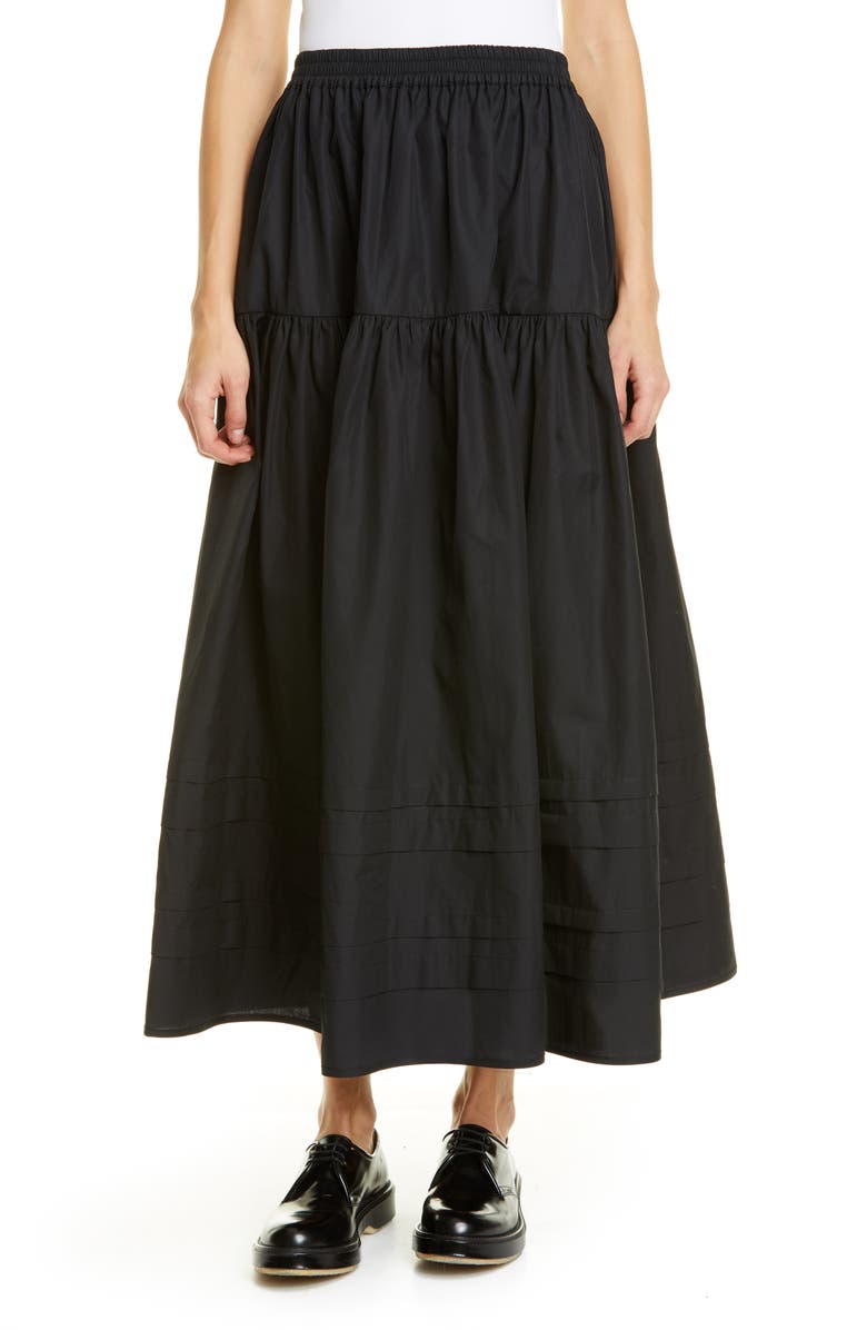 Cecilie Bahnsen Eiko Tiered Cotton Maxi Skirt, Main, color, 