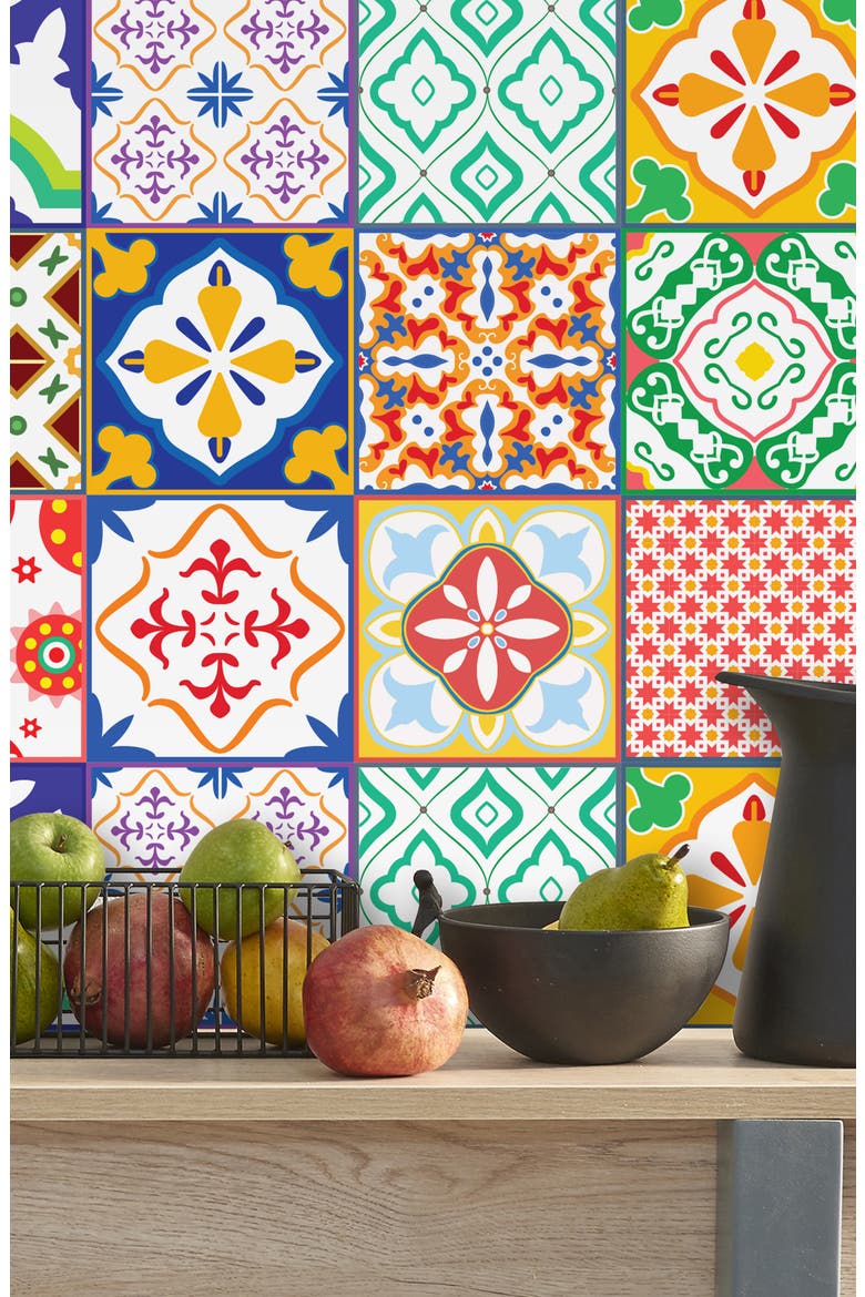Classic Mediterranean Wall Tiles - Pack of 4, Alternate, color, RED