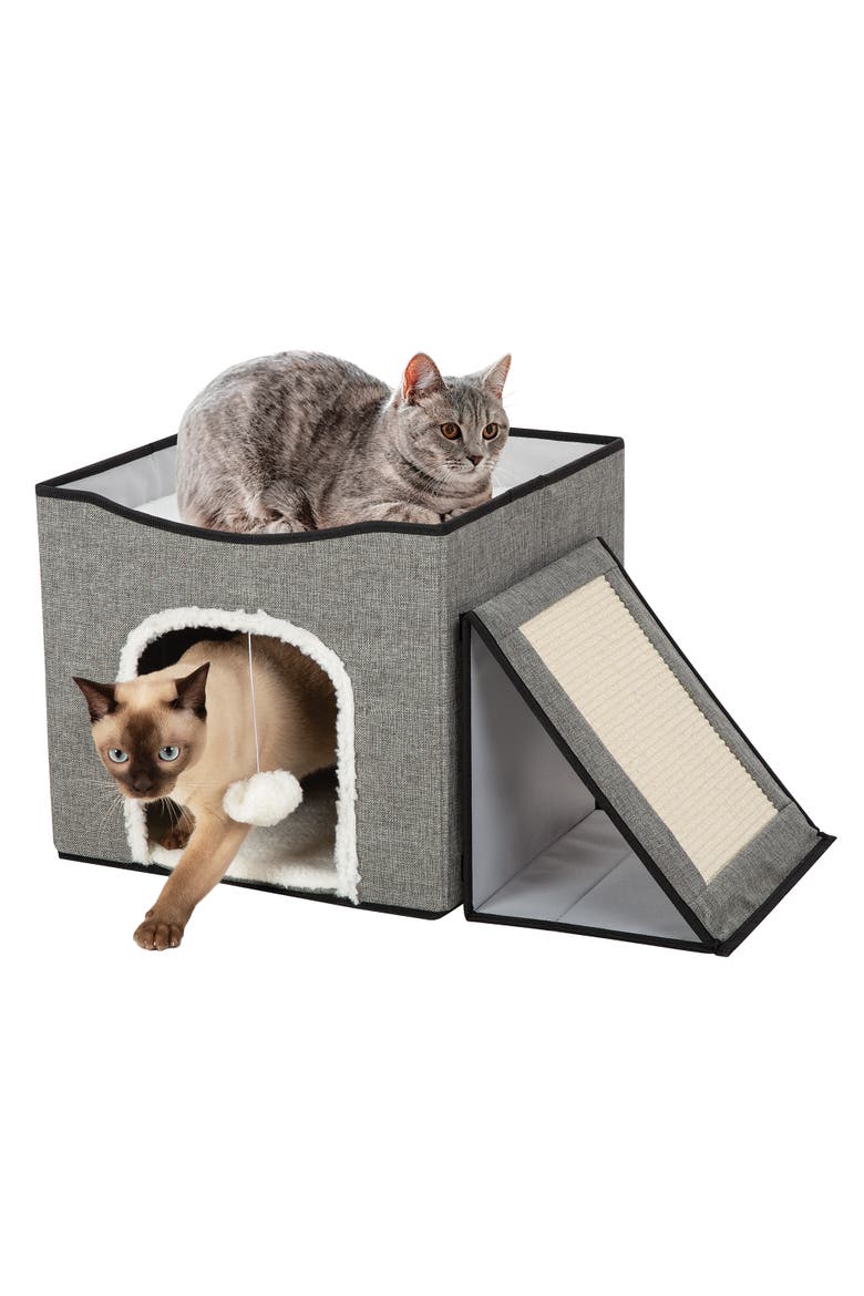 Foldaway Cat Condo & Play Center, Alternate, color, Gray