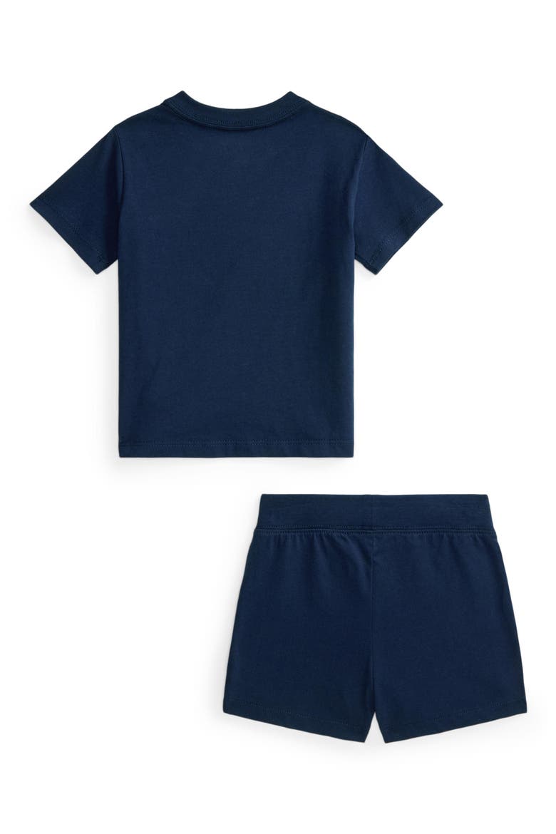 Flag Jersey Knit T-Shirt & Shorts Set, Alternate, color, NAVY