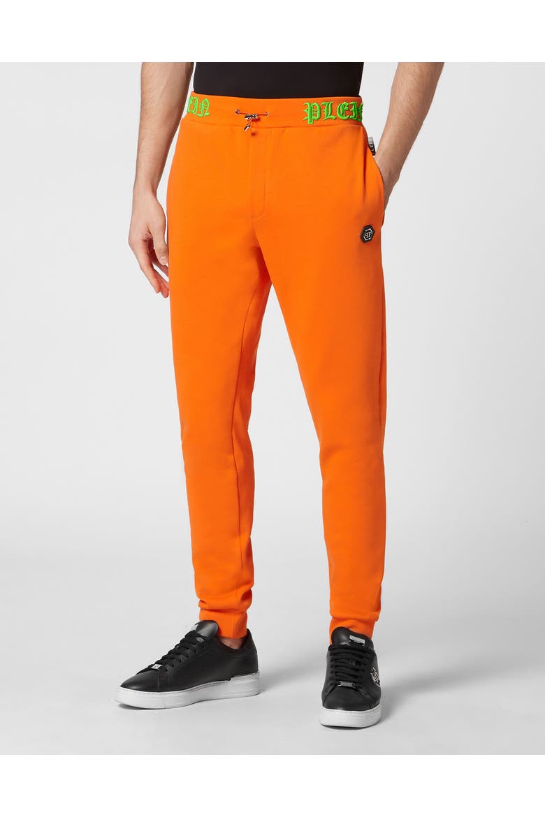 Jogging Trousers Skull&Amp;Bones Men, Main, color, Orangefluo