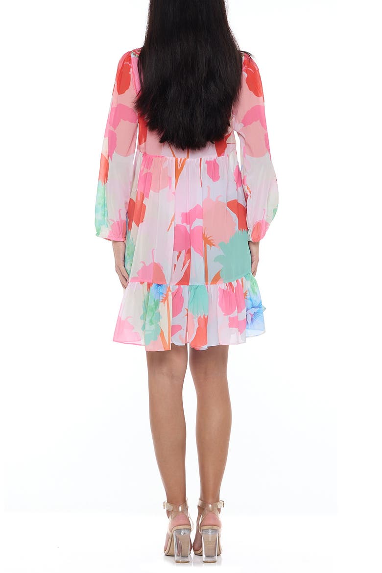 Floral Long Sleeve Babydoll Dress, Alternate, color, PINK