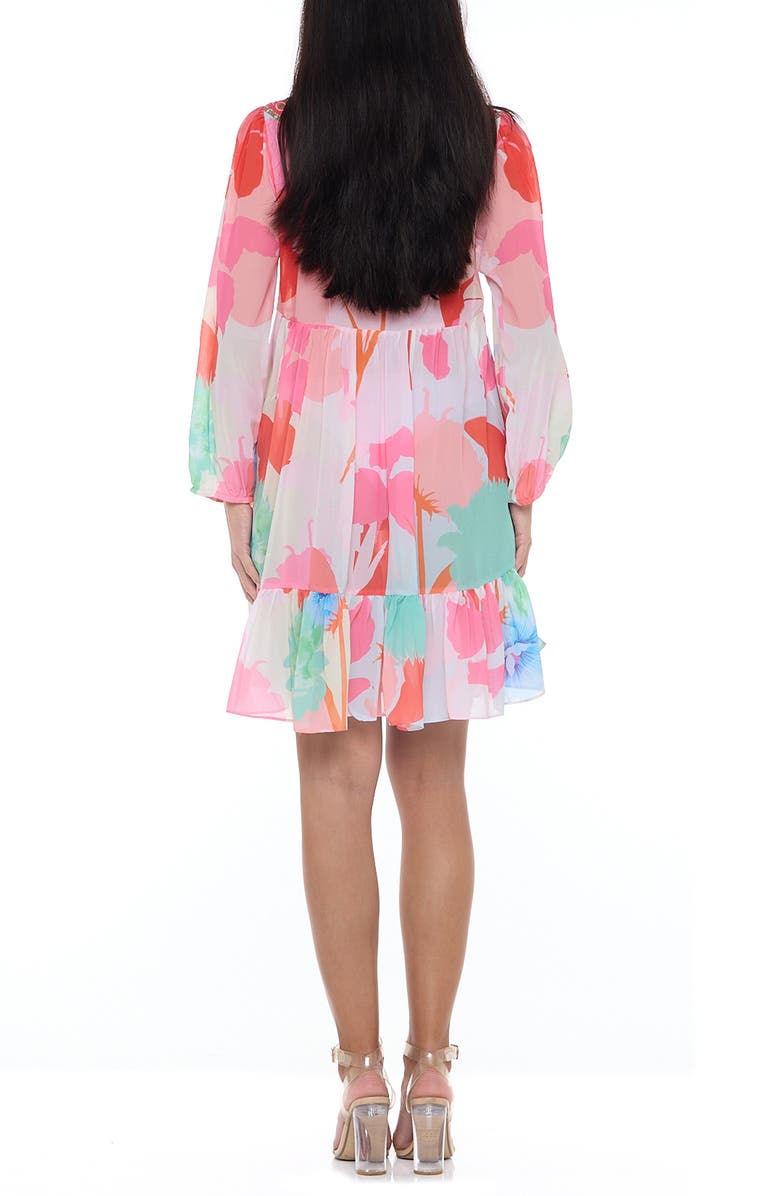 RANEES Floral Long Sleeve Babydoll Dress, Alternate, color, Pink