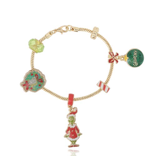 Grinch Holiday Charm Beaded Bracelet In Gold