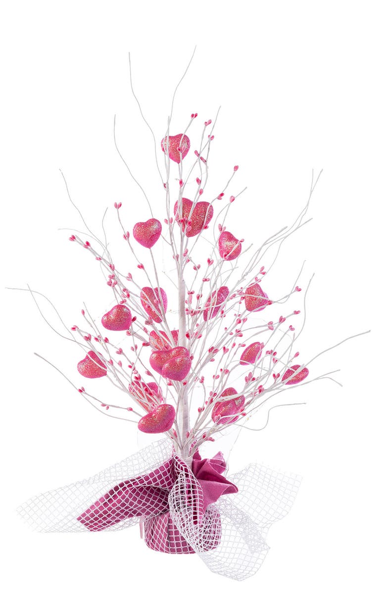 Glitzhome 21"H Lighted Valentine's Pink Heart Table Tree, Alternate, color, Red