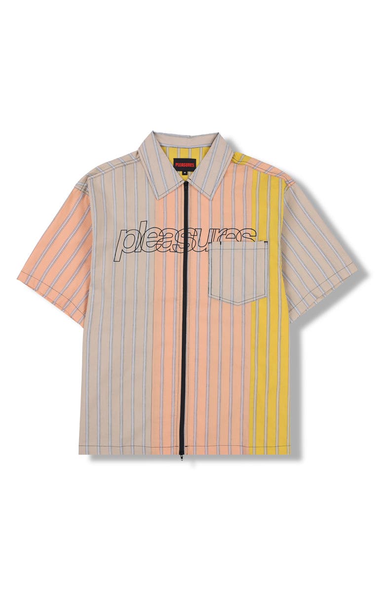 PLEASURES Garner Short Sleeve Zip-Up Shirt, Alternate, color, 
