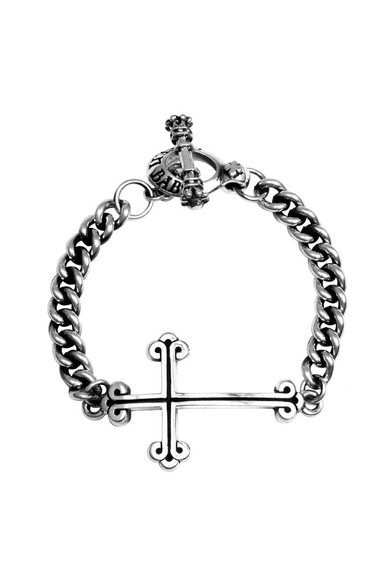 Chain Bracelet with Cross, Main, color, SILVER