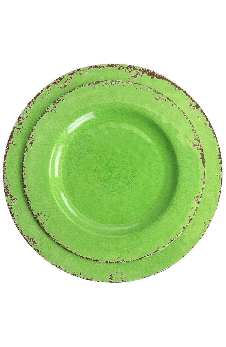 Laurie Gates California Designs Mauna 12 piece Melamine Dinnerware Set, Alternate, color, Crackle Green