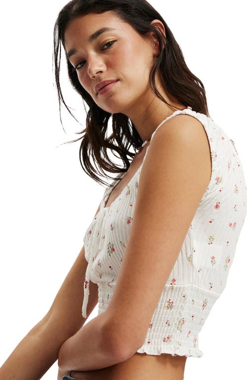 Cotton On Chloe Shirred Short Sleeve Top In Millicent Ditsy Vintage