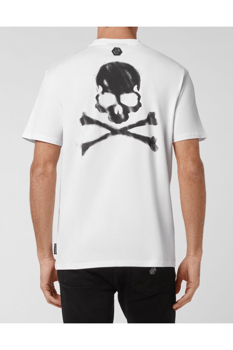 T-Shirt Round Neck Ss Skull Logo Men, Alternate, color, white