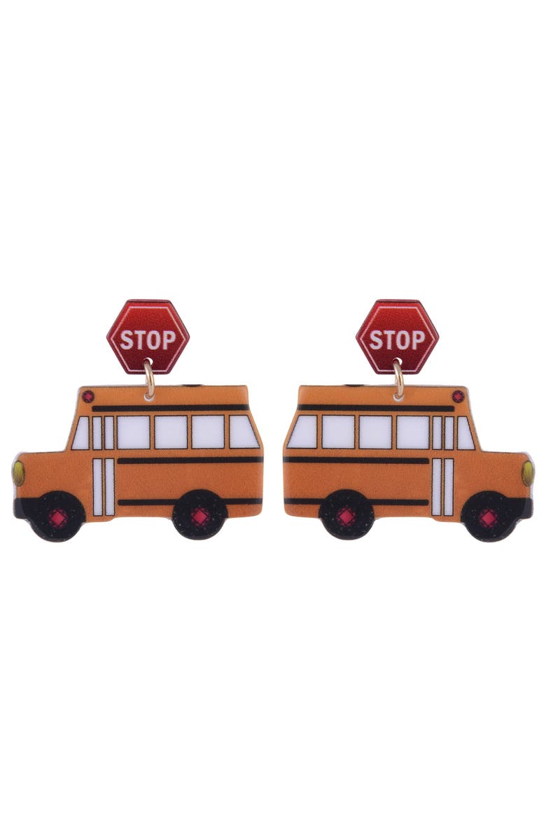 Hallmark Acrylic School Bus Earrings, Alternate, color, Yellow