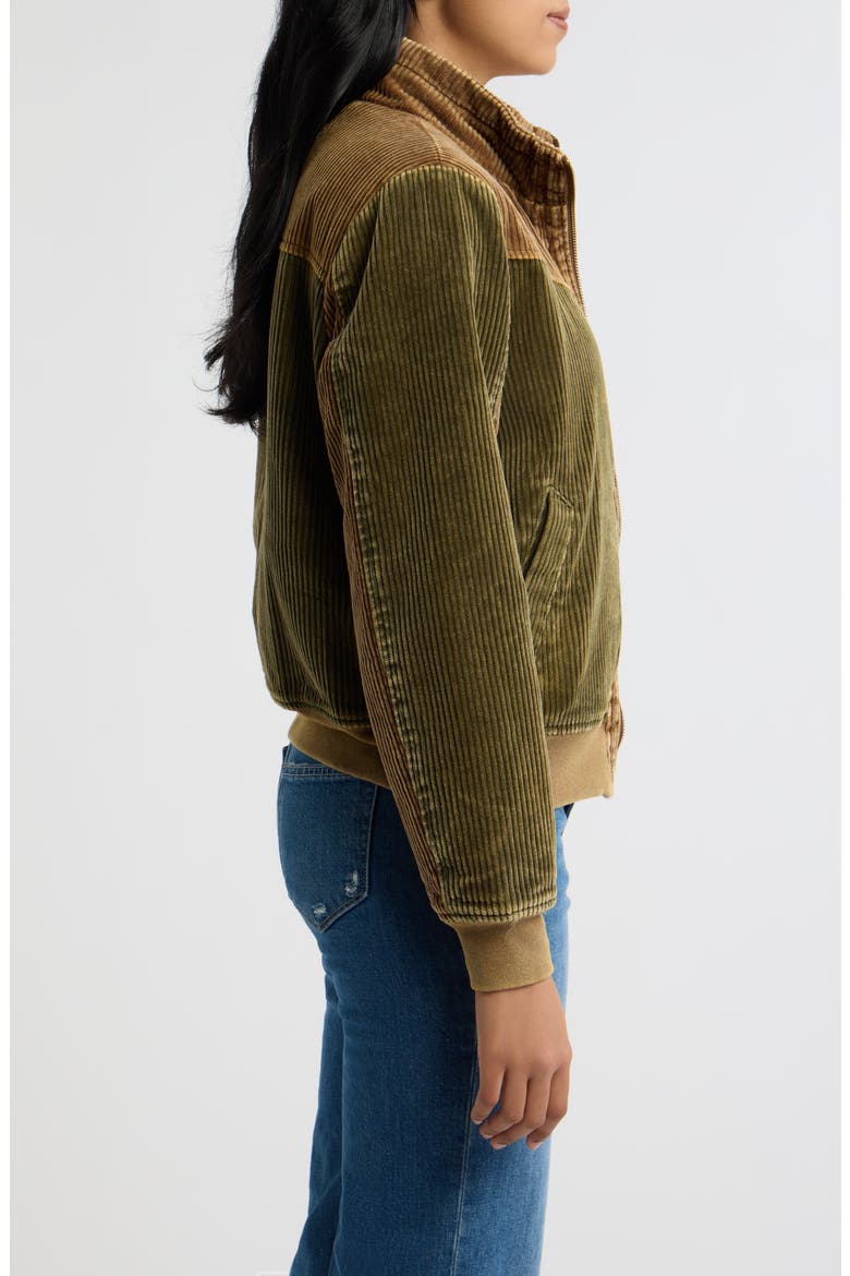 Faux Shearling Lined Corduroy Jacket, Alternate, color, OLIVE MULTI