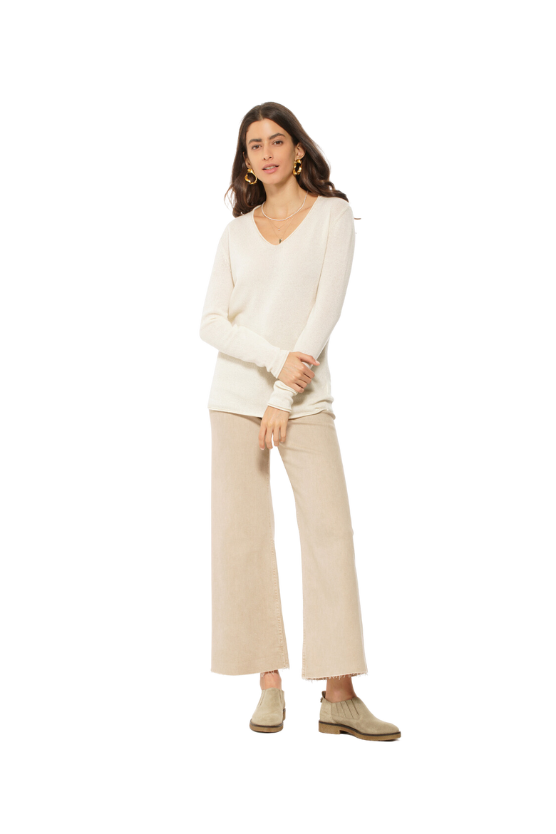 Ultra-Light Cashmere V-Neck Sweater, Alternate, color, Cyan