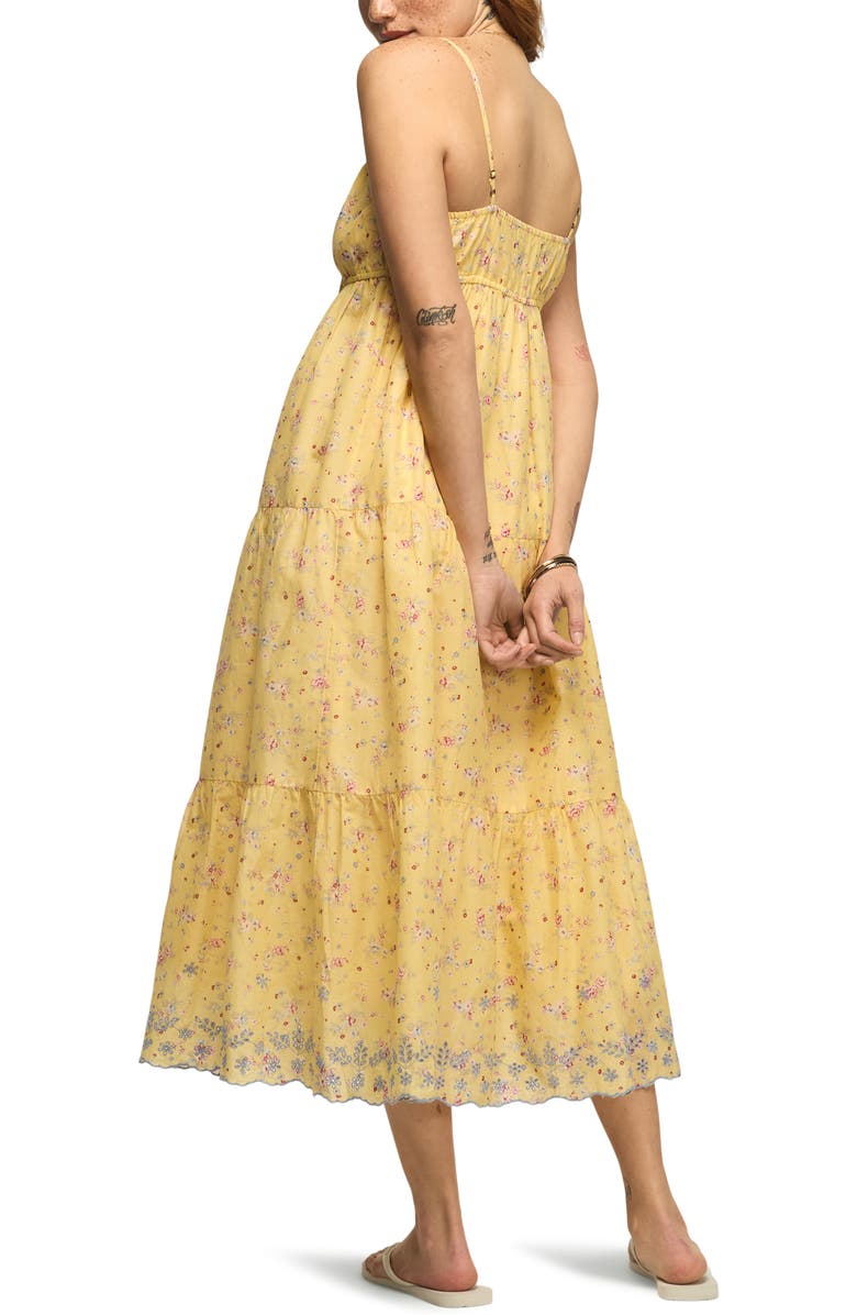 Lucky Brand Floral Print Tiered Maxi Dress, Alternate, color, Yellow Floral